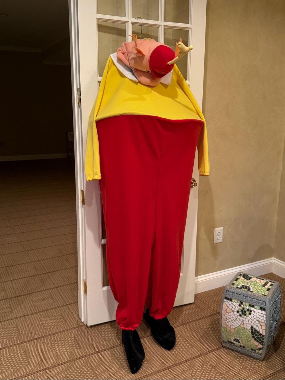 Disney Dwedle Dum adult Yellow Classic One-Piece Costume with Hat size L